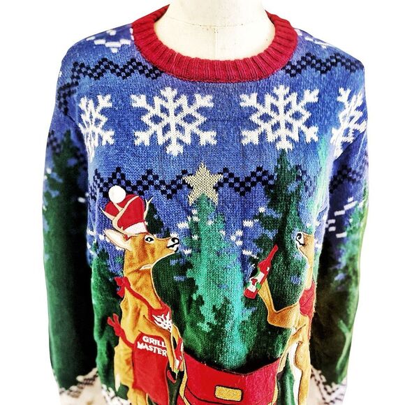 Blizzard Bay Christmas Reindeer Sweater Size Large - Picture 3 of 5